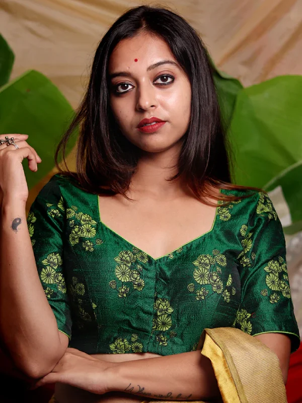 Green Silk Designer Blouse