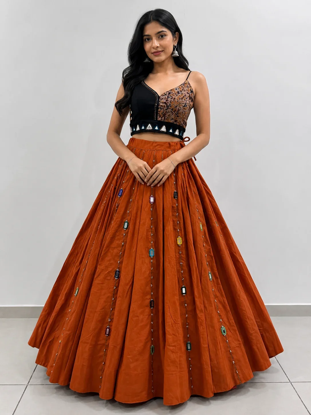 Handwork Mirror Color Thread with Ghighri Chaniya-16 colors